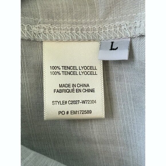 Anthropologie Cloth & Stone Snake Print Tunic Top SZ Large Gray Tencel Button Up - Picture 8 of 11